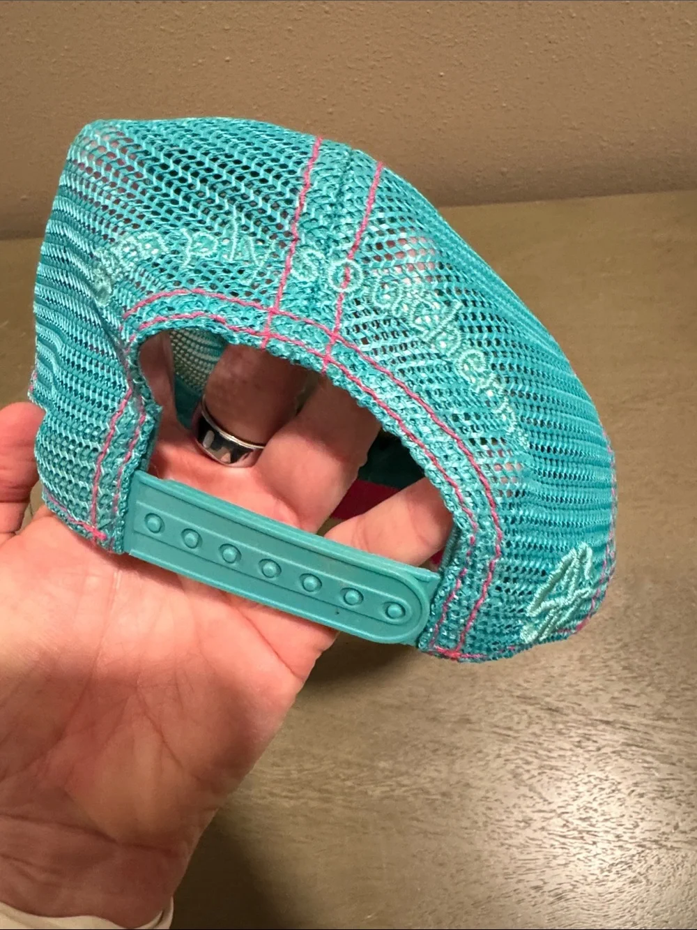Simply Southern Teal Crown with Hot Pink Bill Baseball Cap